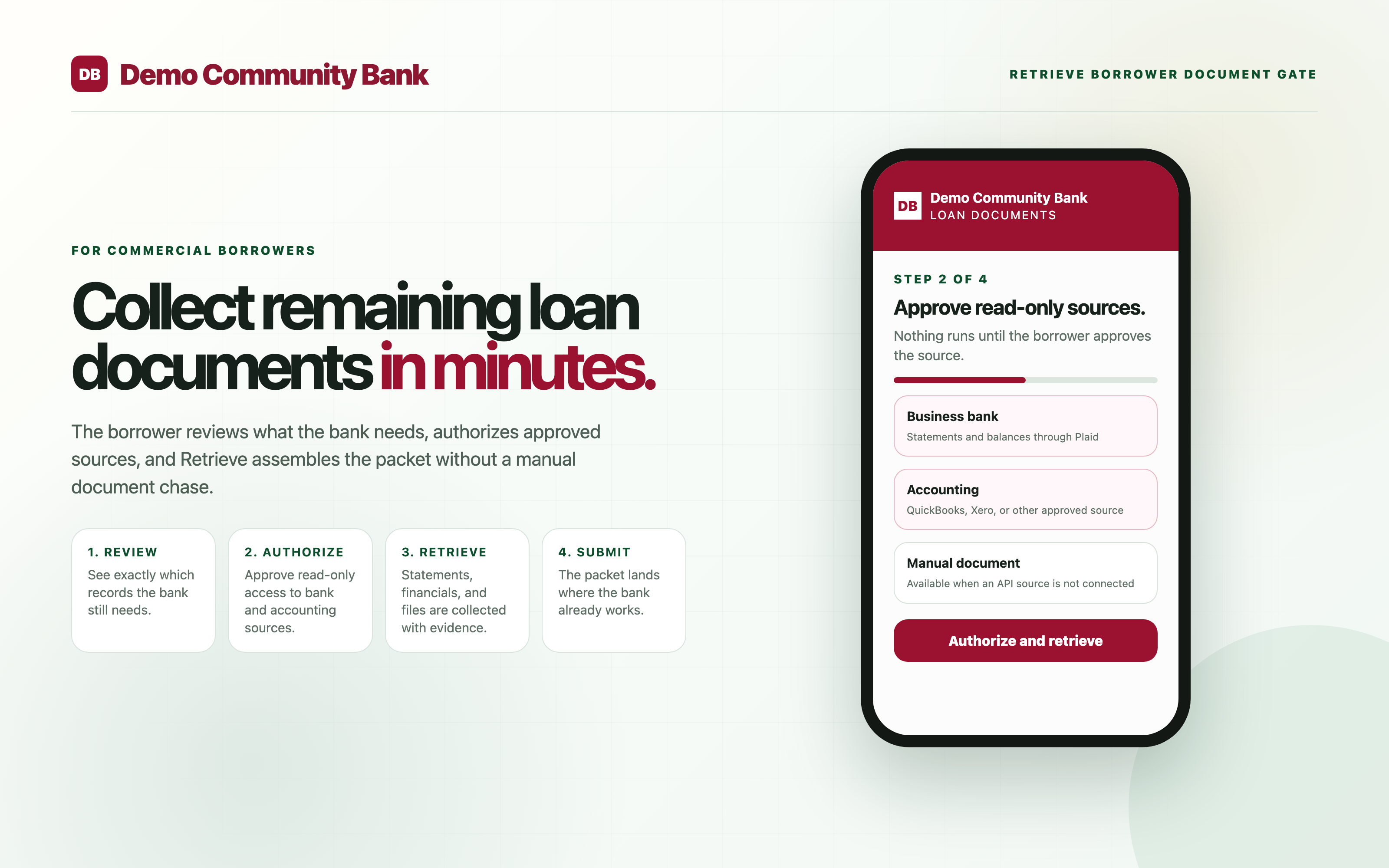 Retrieve borrower flow — step 2: Authorize